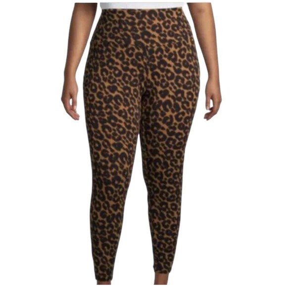 Terra‎ & Sky High Rise Fitted Leggings Plus Size 5X(32W-34W) Cheetah Print NEW - Picture 1 of 10